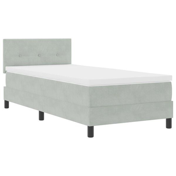 vidaXL Lit Box Spring avec Matelas Gris Clair 100x200 cm Velours