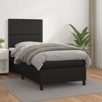 vidaXL Sommier à lattes de lit avec matelas Noir 80x200cm Similicuir