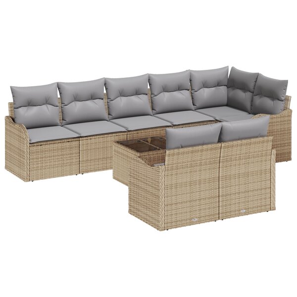 Ensemble de canapé de jardin 9 pièces avec coussins en rotin poly noir vidaXL