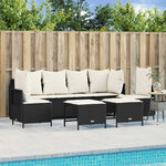 vidaXL Salon de jardin 5 Pièces avec coussins noir résine tressée