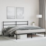 vidaXL Cadre de lit métal sans matelas et tête de lit noir 180x200 cm