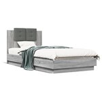 vidaXL Cadre de lit avec tête de lit sonoma gris 100x200 cm