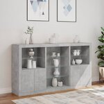 vidaXL Buffet avec lumières LED gris béton 181 5x37x100 cm