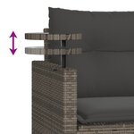 vidaXL Salon de jardin avec coussins 3 Pièces gris résine tressée