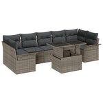 vidaXL Ensemble de canapé de jardin de 8 pièces avec coussins gris poly rattan