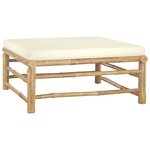 Salon de jardin meuble d'extérieur ensemble de mobilier 4 pièces avec coussins blanc crème bambou 02_0016088