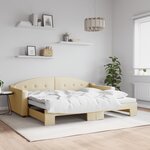 vidaXL Lit de jour avec gigogne sans matelas crème 90x200 cm