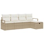 vidaXL Set de Canapé de Jardin 5 Pièces avec Coussins Beige Poly Rattan