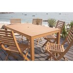 Ensemble repas de jardin 6 personnes - Table 160 x 90 cm + 6 chaises pliantes - Bois Eucalyptus FSC