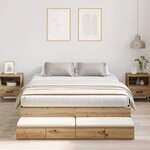 vidaXL Lit de rangement en chêne artisanal 135x190 cm