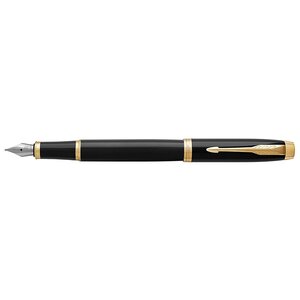 Stylo-plume IM pointe moyenne corps Laqué Noir Attributs Or bleu PARKER