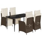 vidaXL Ensemble à manger de jardin 5 Pièces et coussins marron poly rotin