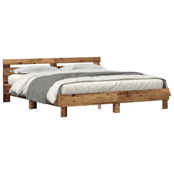 vidaXL Cadre de lit en pin Bois ancien Bois de pin massif 180 x 200 cm