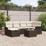 vidaXL Set de Canapés de Jardin à 7 Pièces avec Coussins Marron