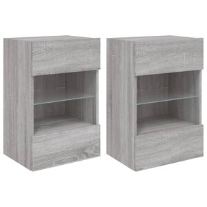 vidaXL Meubles TV muraux et lumières LED 2Pièces sonoma gris 40x30x60 5cm