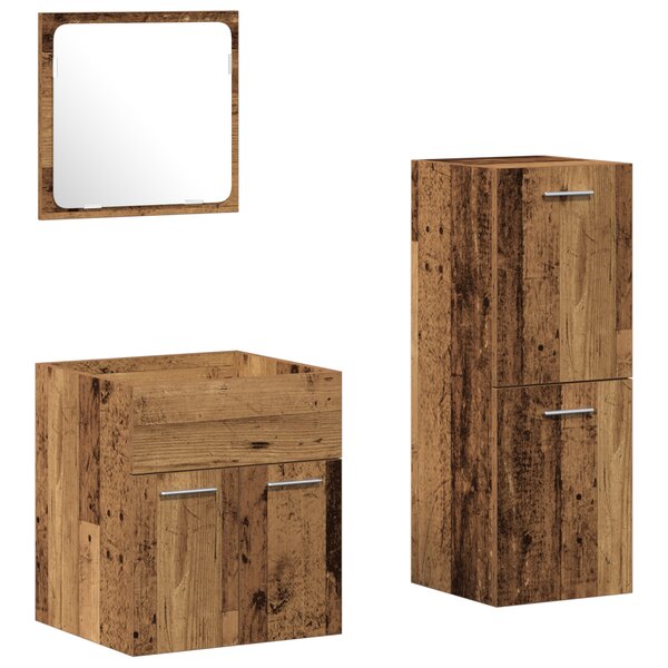 vidaXL Ensemble de meubles de salle de bain 3 pièces Bois vieilli