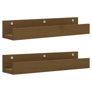 vidaXL Étagères murales 2 Pièces Marron miel 50x12x9cm Bois de pin massif