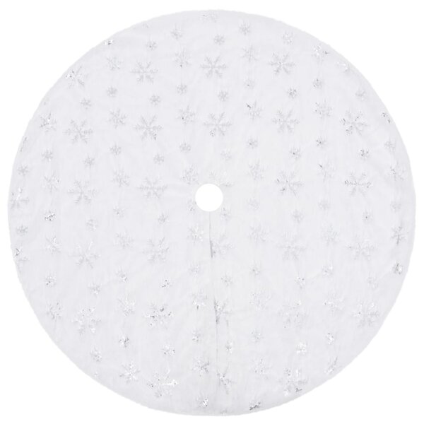 vidaXL Jupe de sapin de Noël de luxe Blanc 122 cm Fausse fourrure