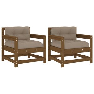 vidaXL Chaises de jardin avec coussins lot de 2 marron miel