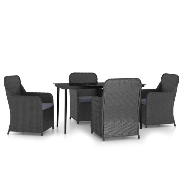 vidaXL Ensemble à manger de jardin avec coussins 5 Pièces Noir