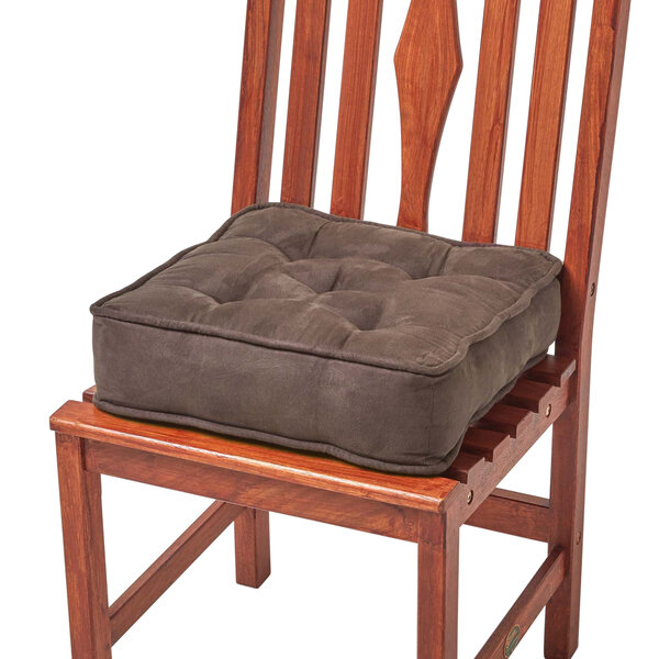 Galette de chaise coussin rehausseur en suédine Chocolat  40 x 40 x 10 cm - HOMESCAPES