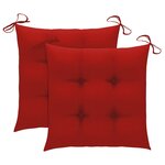 vidaXL Chaises de jardin lot de 2 et coussins rouge Bois teck massif