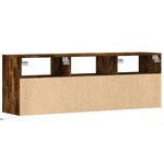 vidaXL Meuble TV mural avec lumières LED chêne fumé 130x31x45 cm
