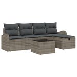Ensemble de canapés de jardin de 6 pièces avec coussins Gris Poly Rattan
