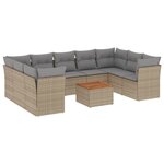 vidaXL Salon de jardin et coussins 10 Pièces mélange beige résine tressée