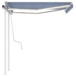 vidaXL Auvent manuel rétractable avec LED 3 5x2 5 m Bleu et blanc