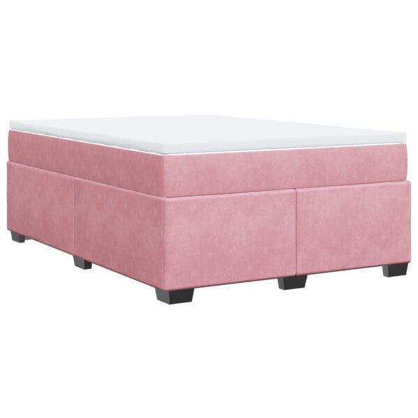 vidaXL Sommier à lattes de lit avec matelas Rose 160x200 cm Velours