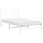 vidaXL Cadre de lit métal avec tête de lit/pied de lit blanc 107x203cm