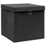 vidaXL Boîtes de rangement avec couvercle 4 Pièces Noir 32x32x32 cm Tissu