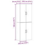 Armoires vidaXL 2 Pièces Chêne Noir 69 5x34x180 cm Bois d'ingénierie