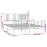 vidaXL Cadre de lit métal sans matelas et pied de lit blanc 160x200 cm