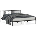 vidaXL Cadre de lit métal sans matelas et tête de lit noir 180x200 cm
