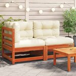 vidaXL Canapé de jardin coussins 2 places cire marron bois pin massif