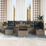 vidaXL Ensemble de salle à manger de jardin 8 pièces avec coussins en poly rotin gris et acacia