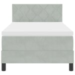 Lit Box Spring vidaXL avec Matelas & Lumière LED Gris clair 90x200 cm Velours