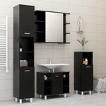 vidaXL Armoire de salle de bain Noir 30x30x179 cm Bois d'ingénierie