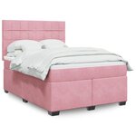 vidaXL Sommier à lattes de lit avec matelas Rose 140x190 cm Velours