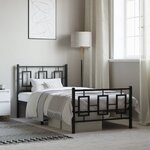 vidaXL Cadre de lit métal sans matelas avec pied de lit noir 90x200 cm