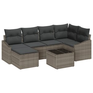 vidaXL Ensemble de Canapé de Jardin 6 Pièces avec Coussins Rattan Poly Noir
