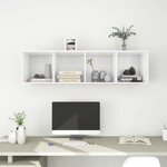 vidaXL Meuble TV mural Blanc 37x37x142 5 cm Bois d’ingénierie