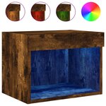 vidaXL Tables de chevet murales avec lumières LED 2 Pièces chêne fumé