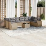 vidaXL Salon de jardin 11 Pièces avec coussins beige résine tressée