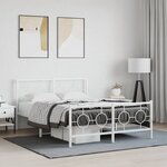 vidaXL Cadre de lit métal sans matelas et pied de lit blanc 140x190 cm