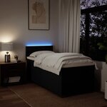 vidaXL Sommier à lattes de lit avec matelas Noir 100x200 cm Tissu