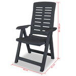 vidaXL Chaises inclinables de jardin lot de 4 Plastique Anthracite