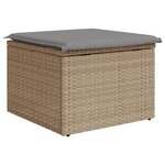 vidaXL Tabouret de jardin avec coussin beige 55x55x37cm résine tressée